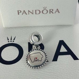 Pandora Iowa State Heart Dangle Charm, Mixed Enamel